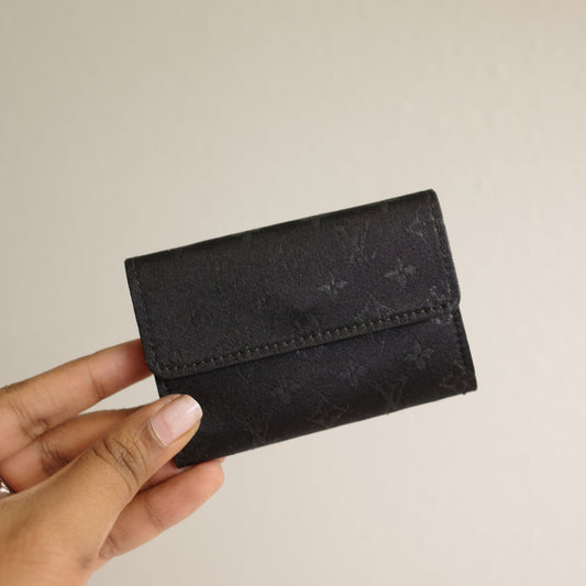LOUIS VUITTON Black Monogram Satin Card Case Coin Pouch