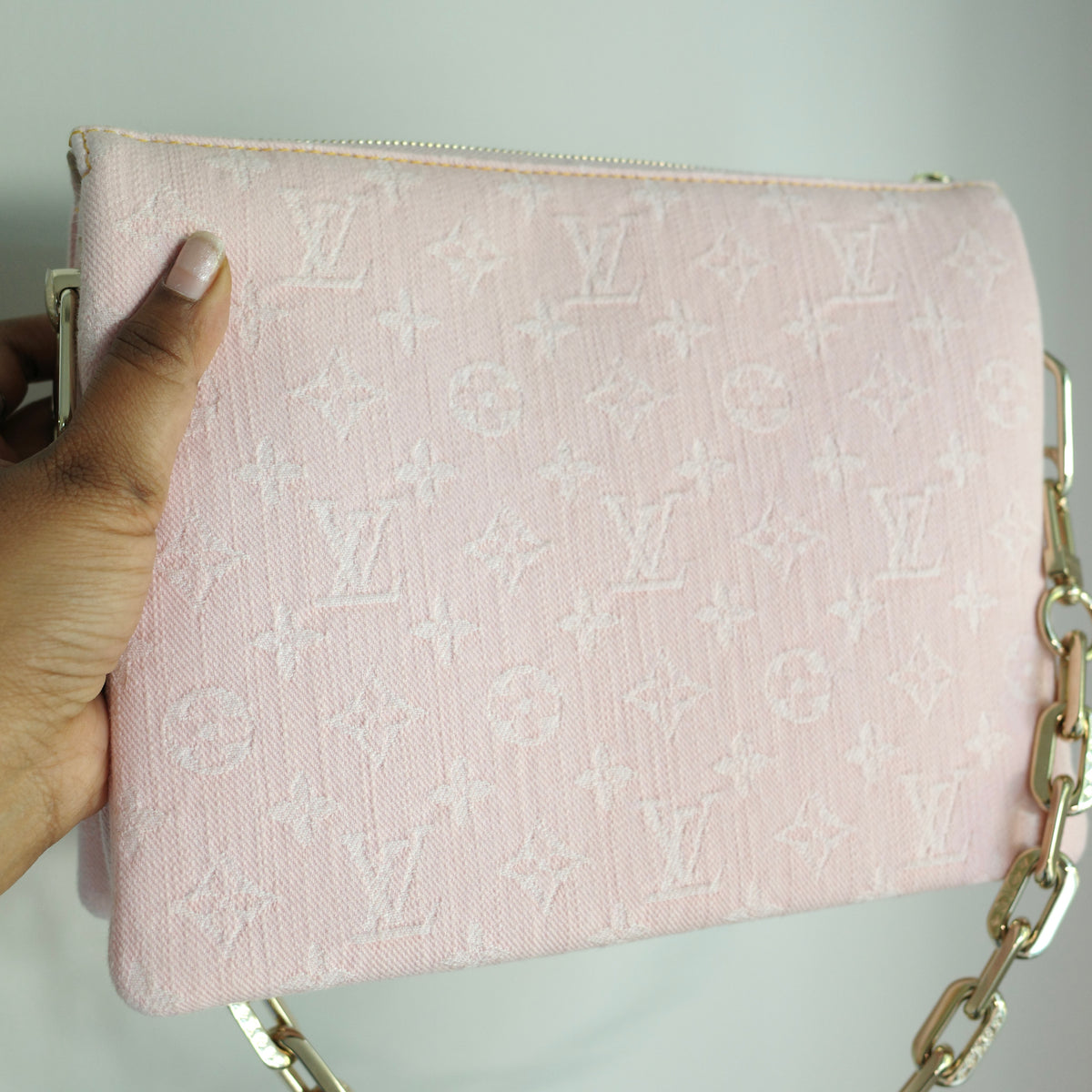 LOUIS VUITTON Light Pink Denim Coussin PM
