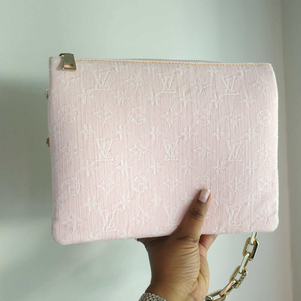 LOUIS VUITTON Light Pink Denim Coussin PM