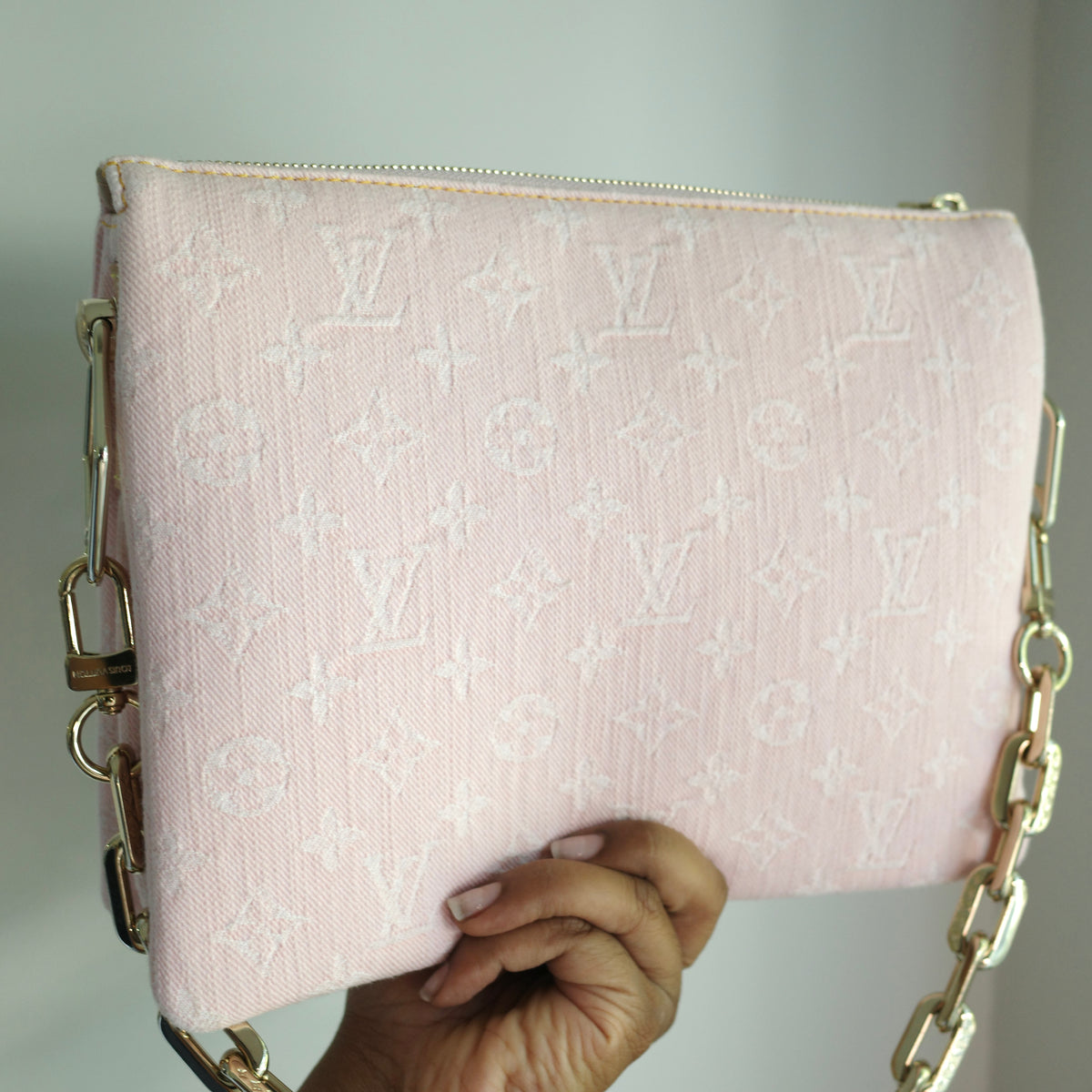 LOUIS VUITTON Light Pink Denim Coussin PM