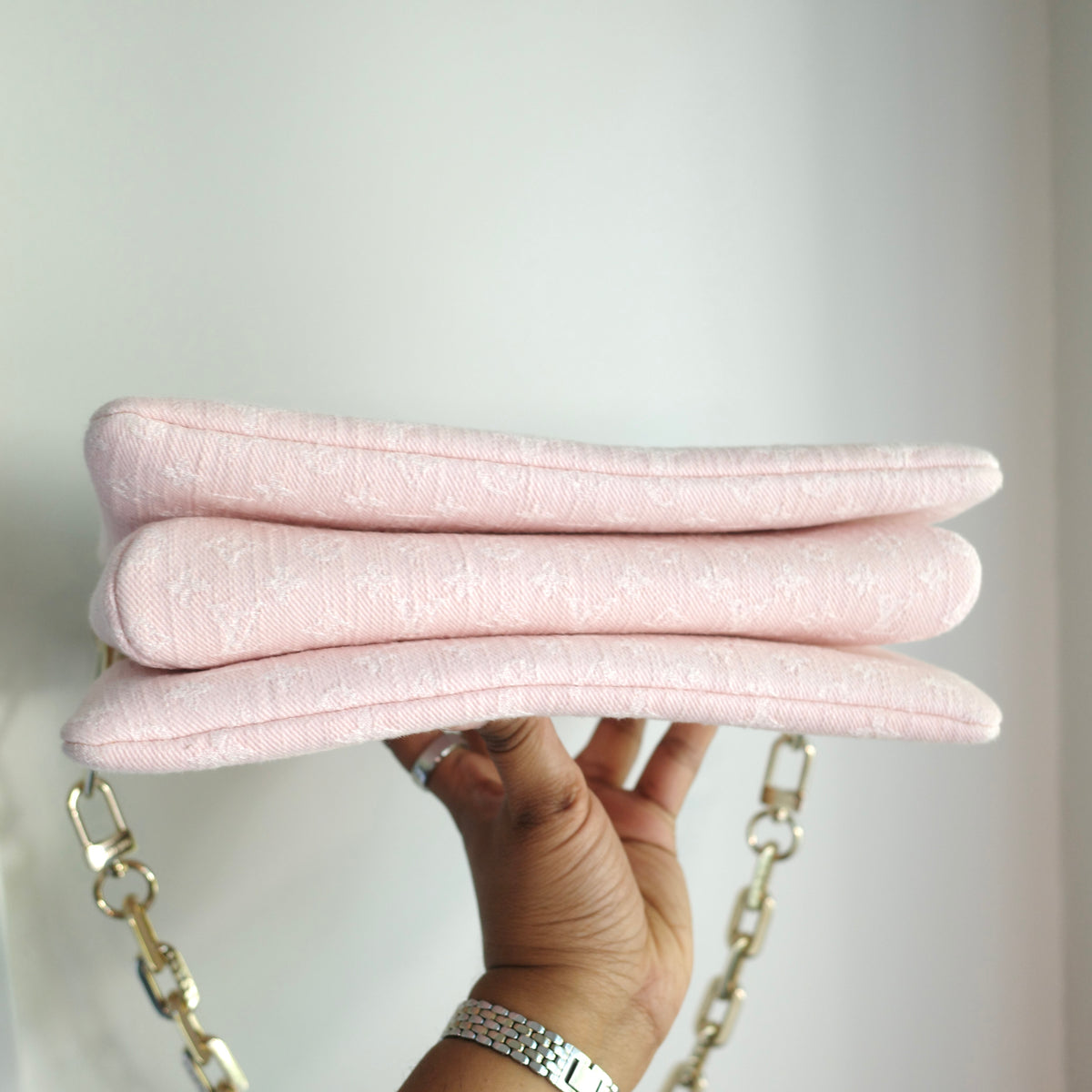 LOUIS VUITTON Light Pink Denim Coussin PM