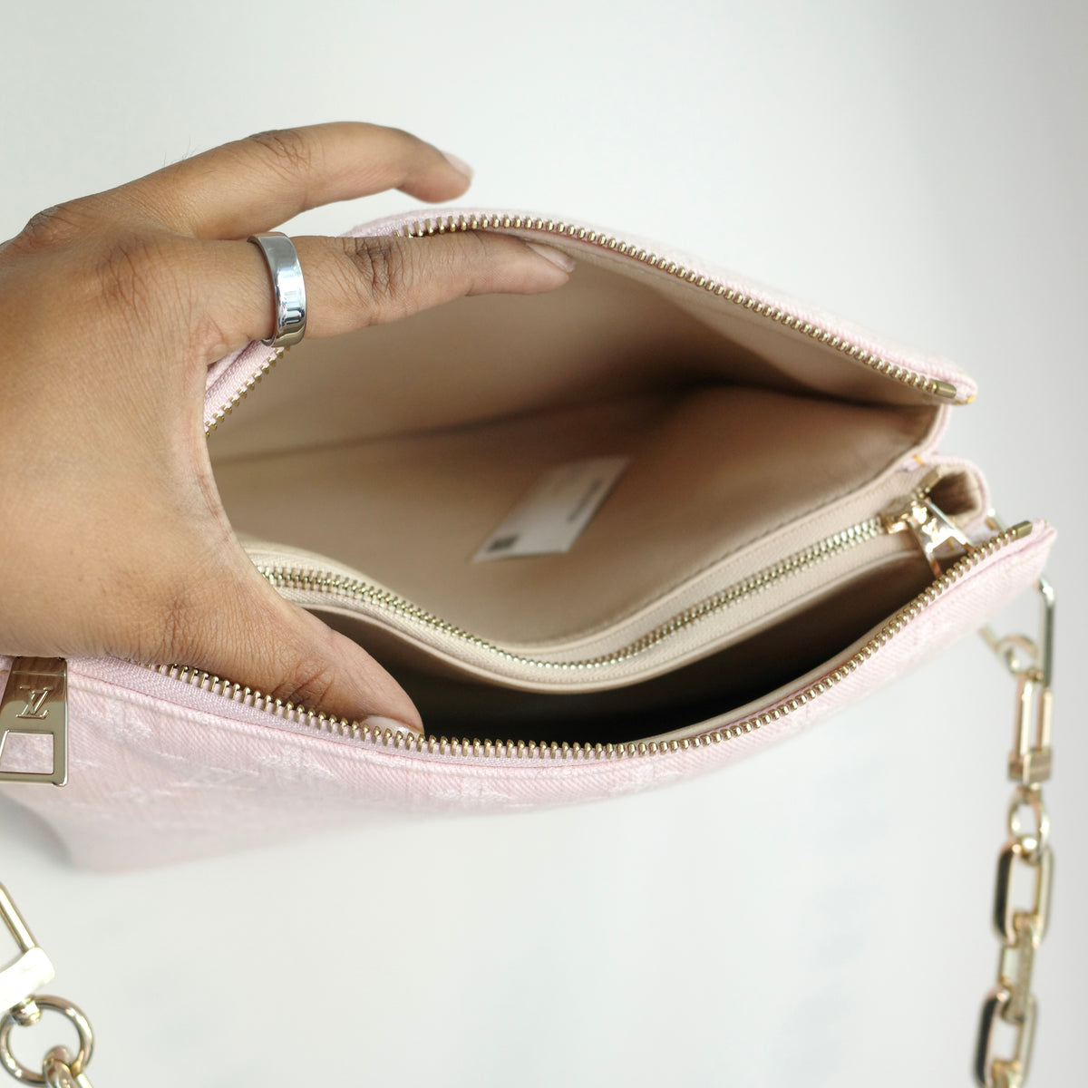 LOUIS VUITTON Light Pink Denim Coussin PM