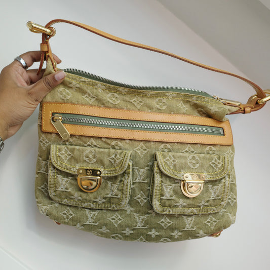LOUIS VUITTON Vintage Khaki Lichen Denim Baggy PM