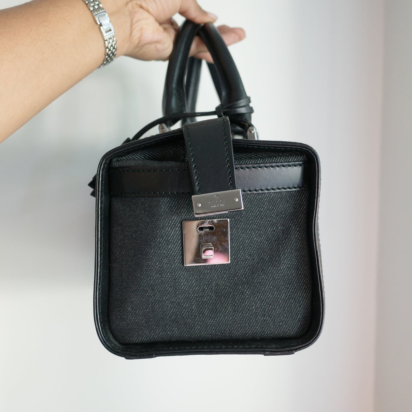 GUCCI Gucci Denim Doctor Trunk Handle Bag