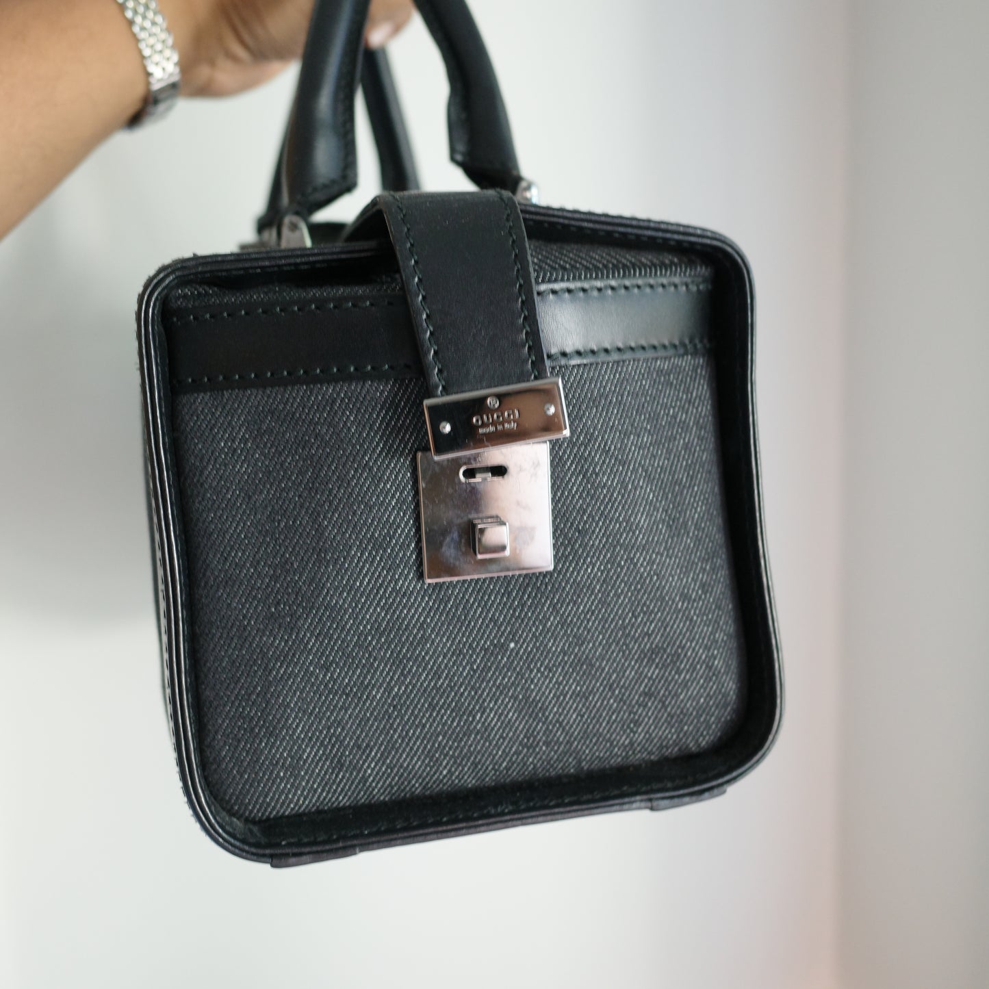 GUCCI Gucci Denim Doctor Trunk Handle Bag