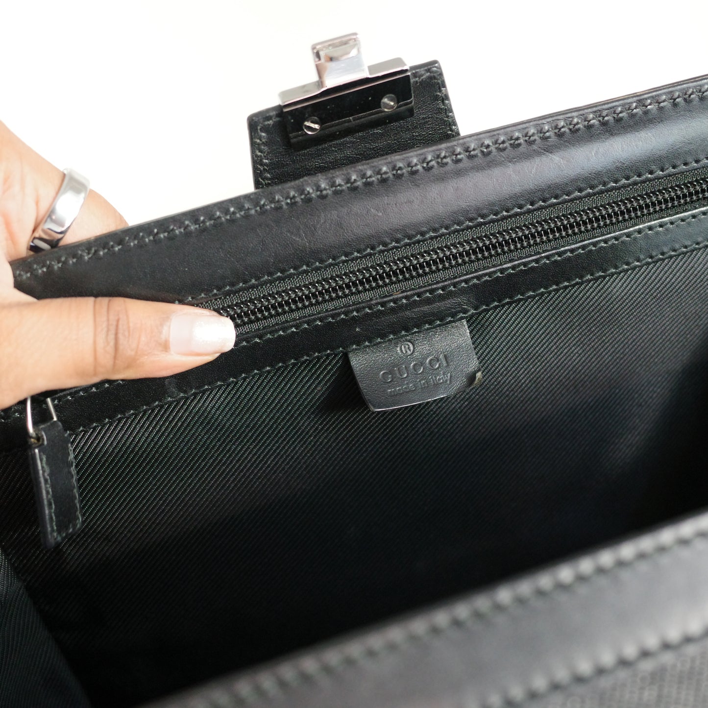 GUCCI Gucci Denim Doctor Trunk Handle Bag