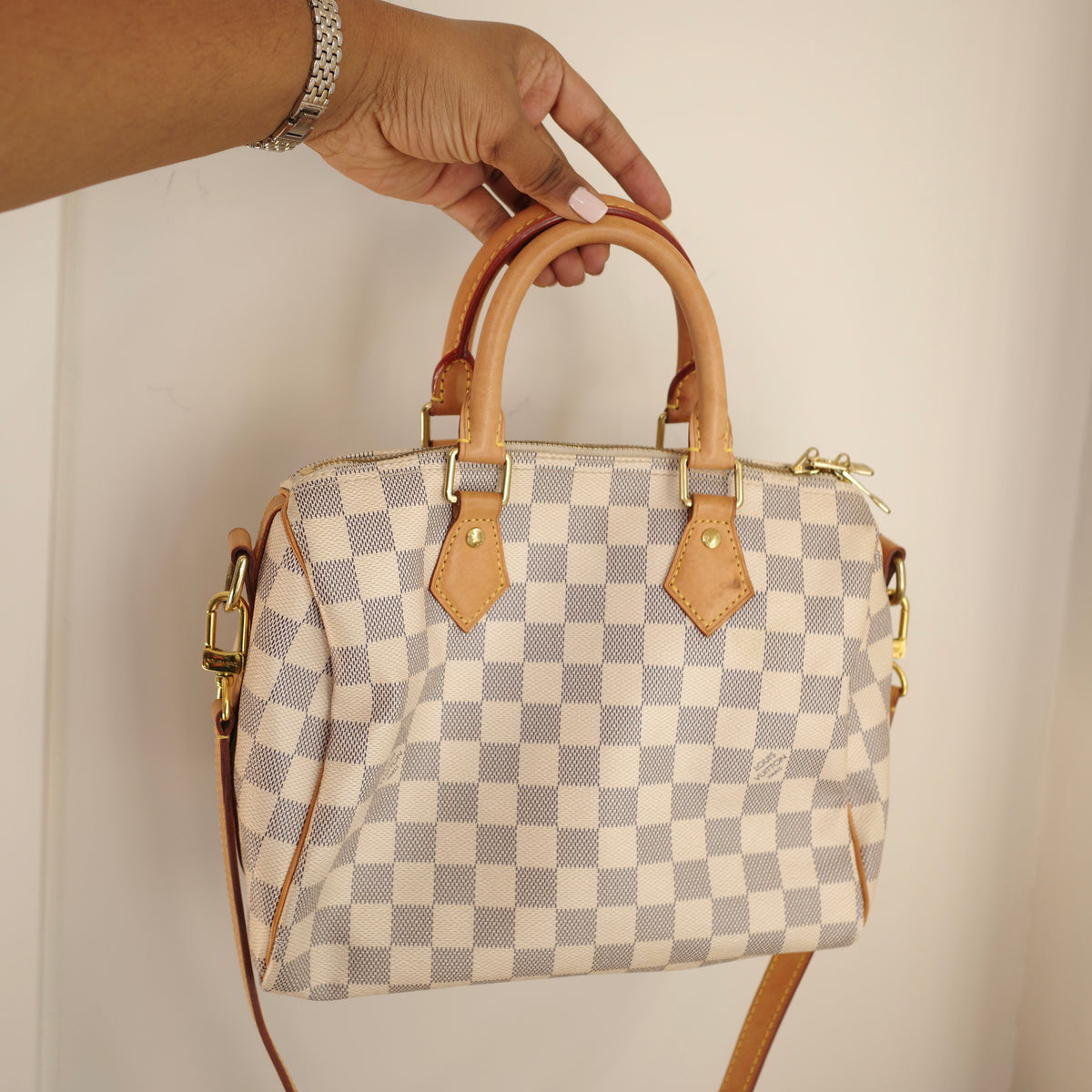 LOUIS VUITTON Damier Azur Speedy 25 Bandoliere