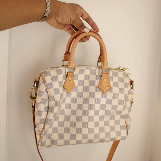 LOUIS VUITTON Damier Azur Speedy 25 Bandoliere