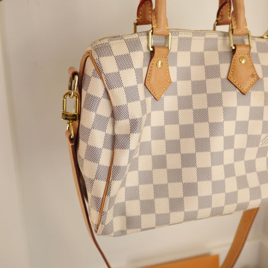 LOUIS VUITTON Damier Azur Speedy 25 Bandoliere