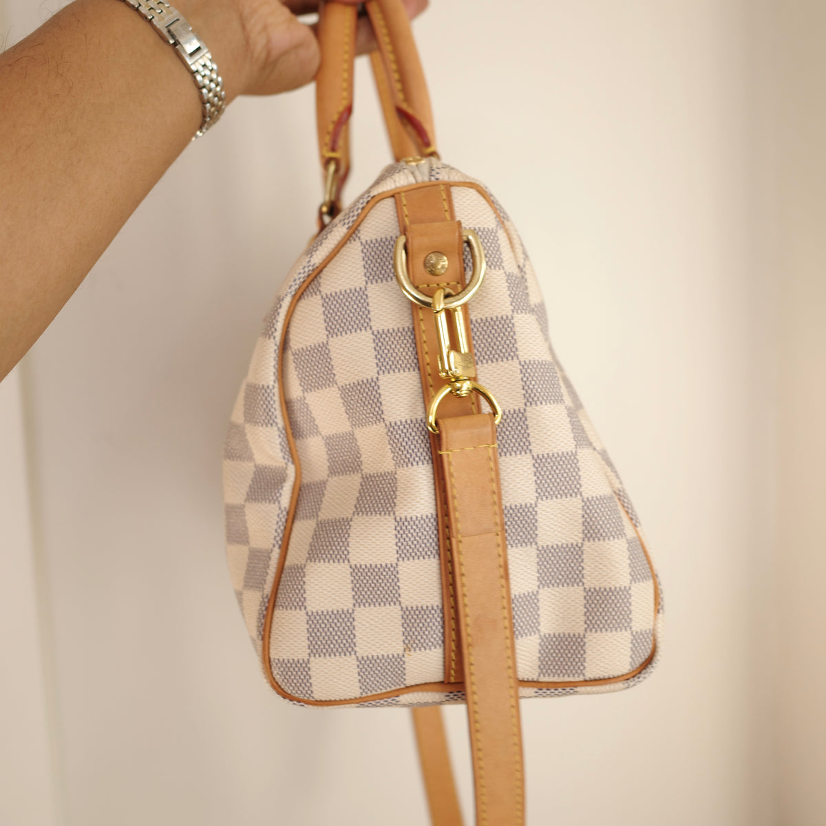 LOUIS VUITTON Damier Azur Speedy 25 Bandoliere