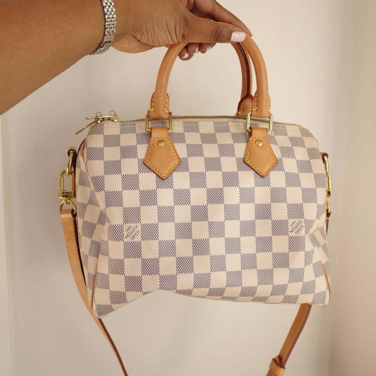 LOUIS VUITTON Damier Azur Speedy 25 Bandoliere