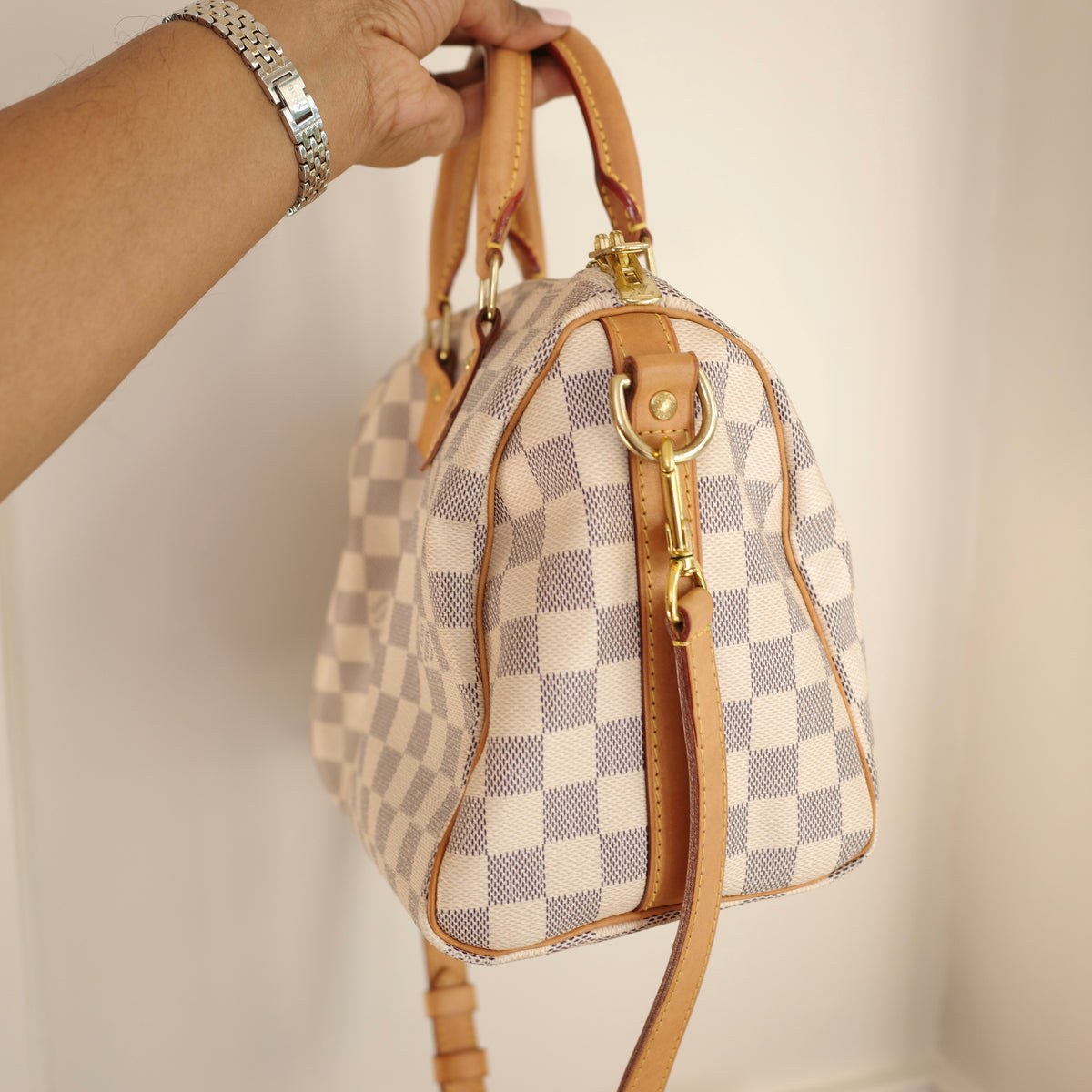 LOUIS VUITTON Damier Azur Speedy 25 Bandoliere