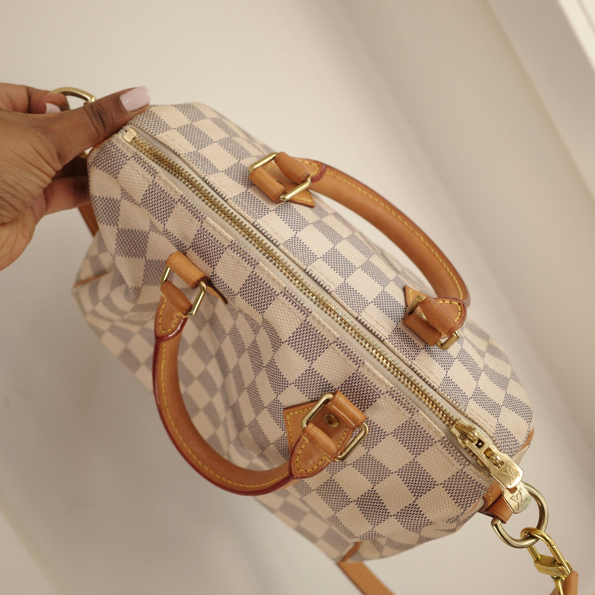 LOUIS VUITTON Damier Azur Speedy 25 Bandoliere