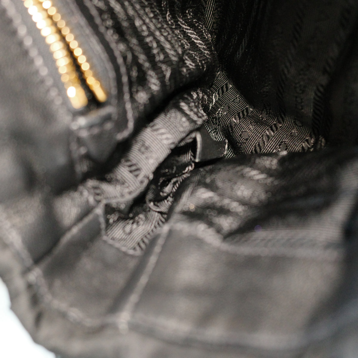 PRADA Gaufre Chain Flap Black Nylon Shoulder Bag