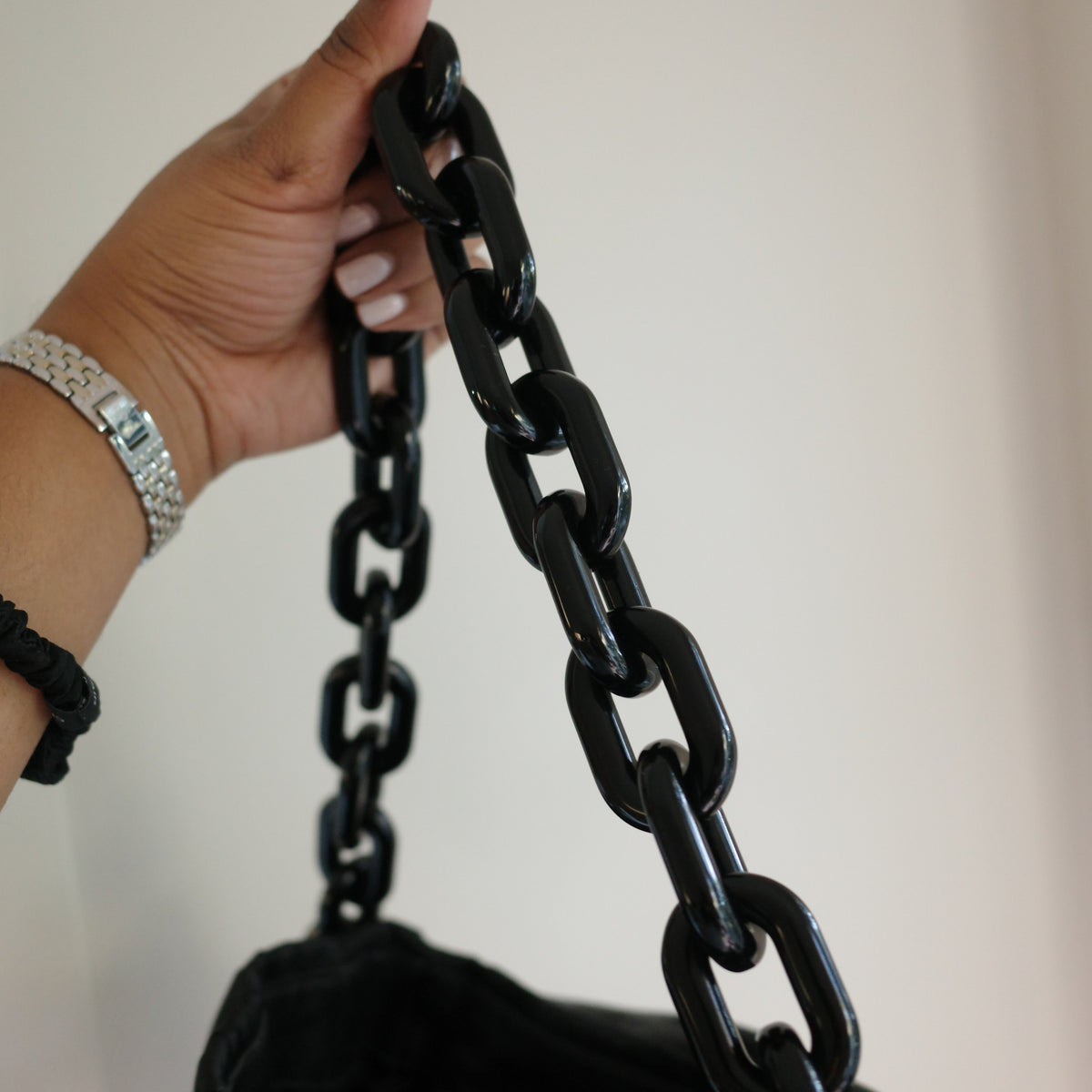 PRADA Gaufre Chain Flap Black Nylon Shoulder Bag