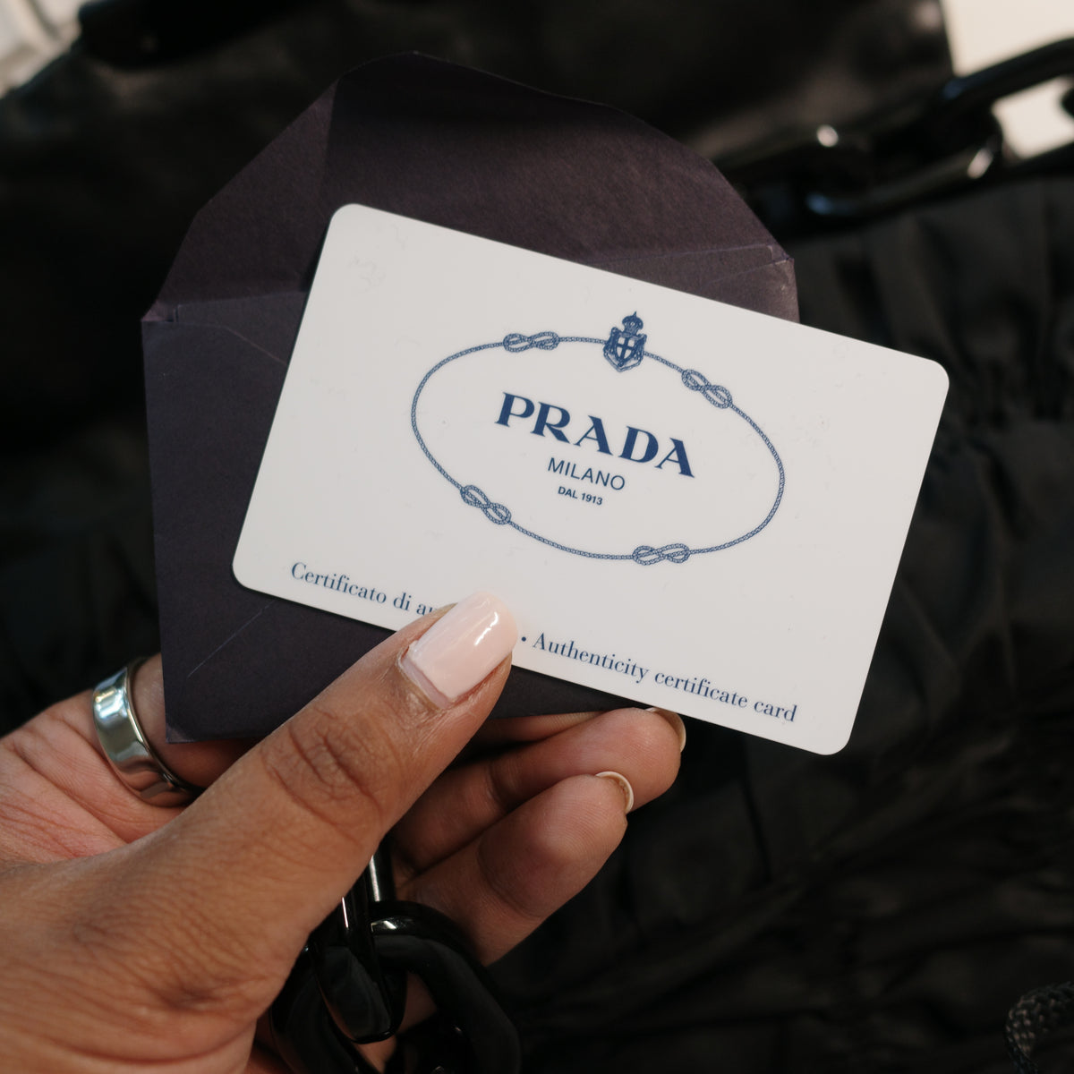 PRADA Gaufre Chain Flap Black Nylon Shoulder Bag