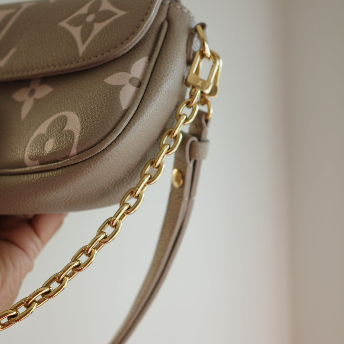 LOUIS VUITTON Wallet on Chain Ivy WOC Empreinte Bicolor Turtledove