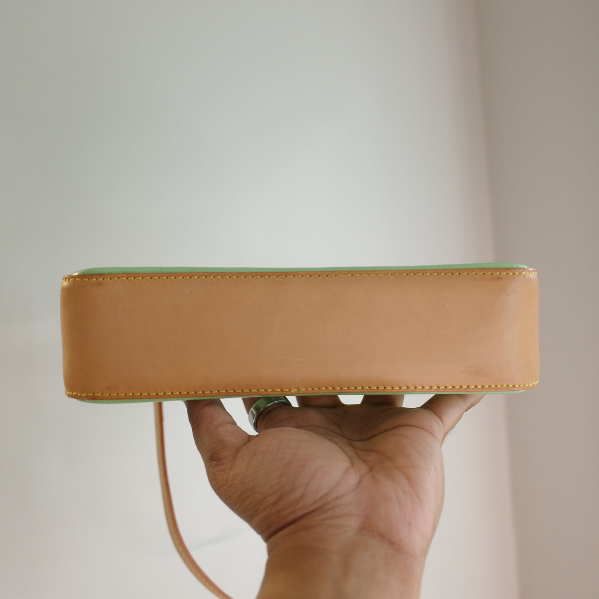 LOUIS VUITTON Green Vernis Mallory Square Bag