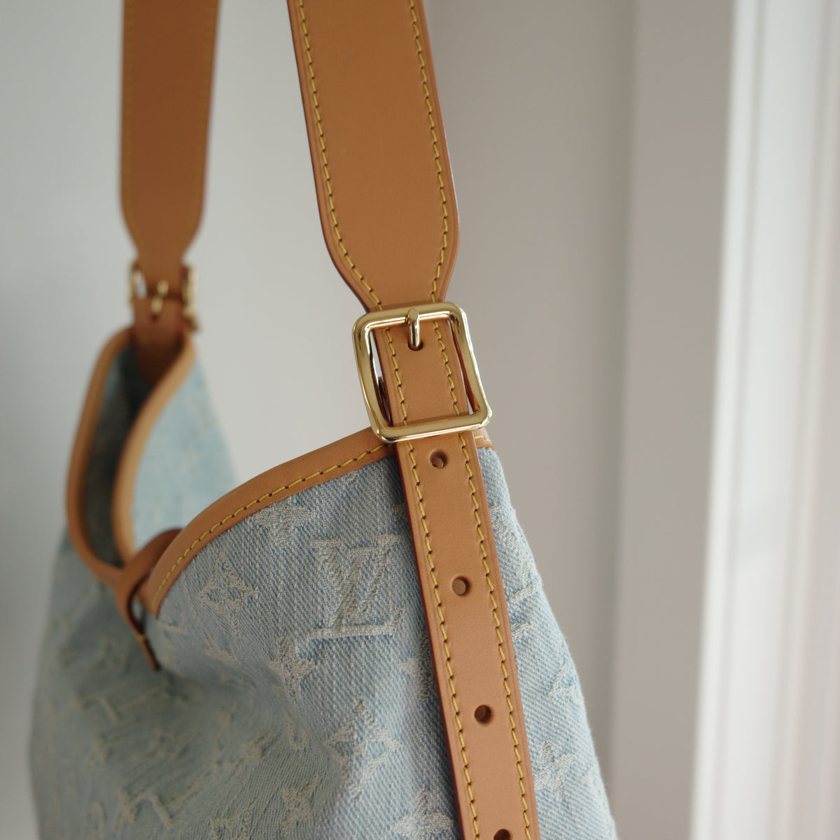 LOUIS VUITTON Sky Blue Denim Carryall PM