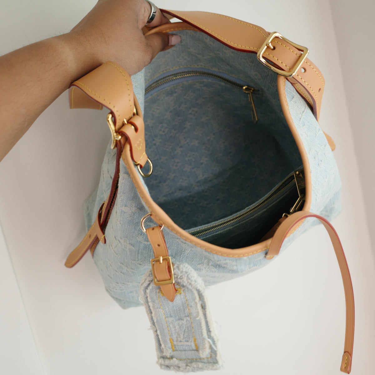 LOUIS VUITTON Sky Blue Denim Carryall PM