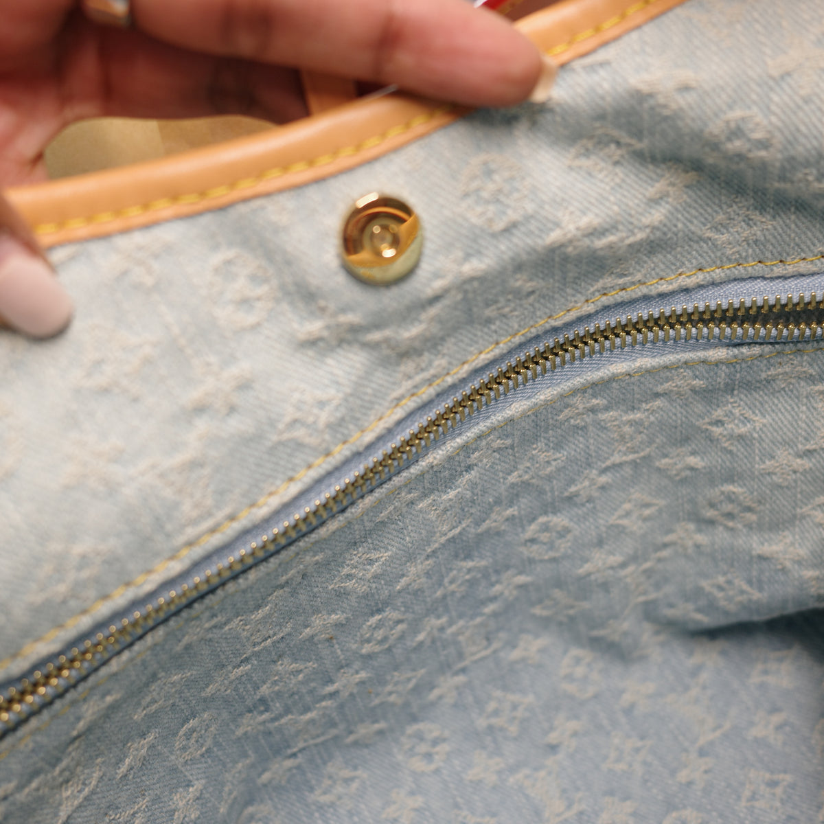 LOUIS VUITTON Sky Blue Denim Carryall PM