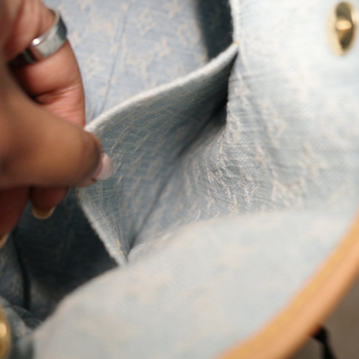 LOUIS VUITTON Sky Blue Denim Carryall PM