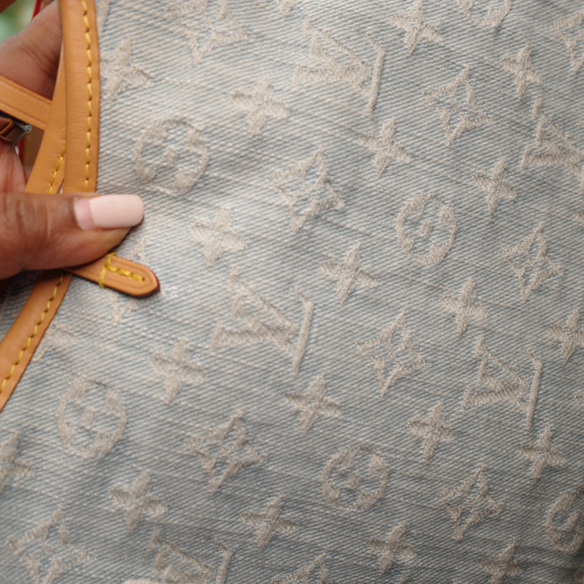 LOUIS VUITTON Sky Blue Denim Carryall PM