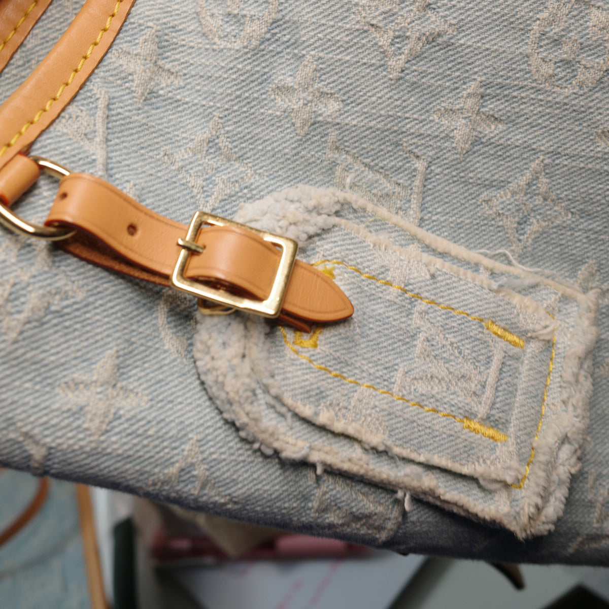 LOUIS VUITTON Sky Blue Denim Carryall PM