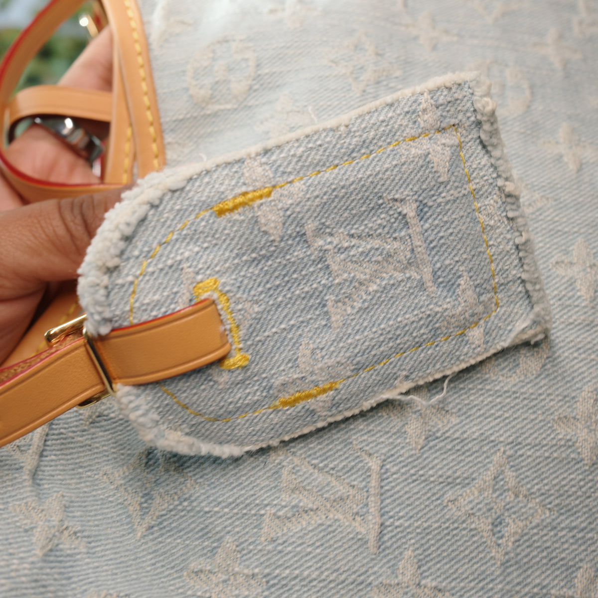 LOUIS VUITTON Sky Blue Denim Carryall PM