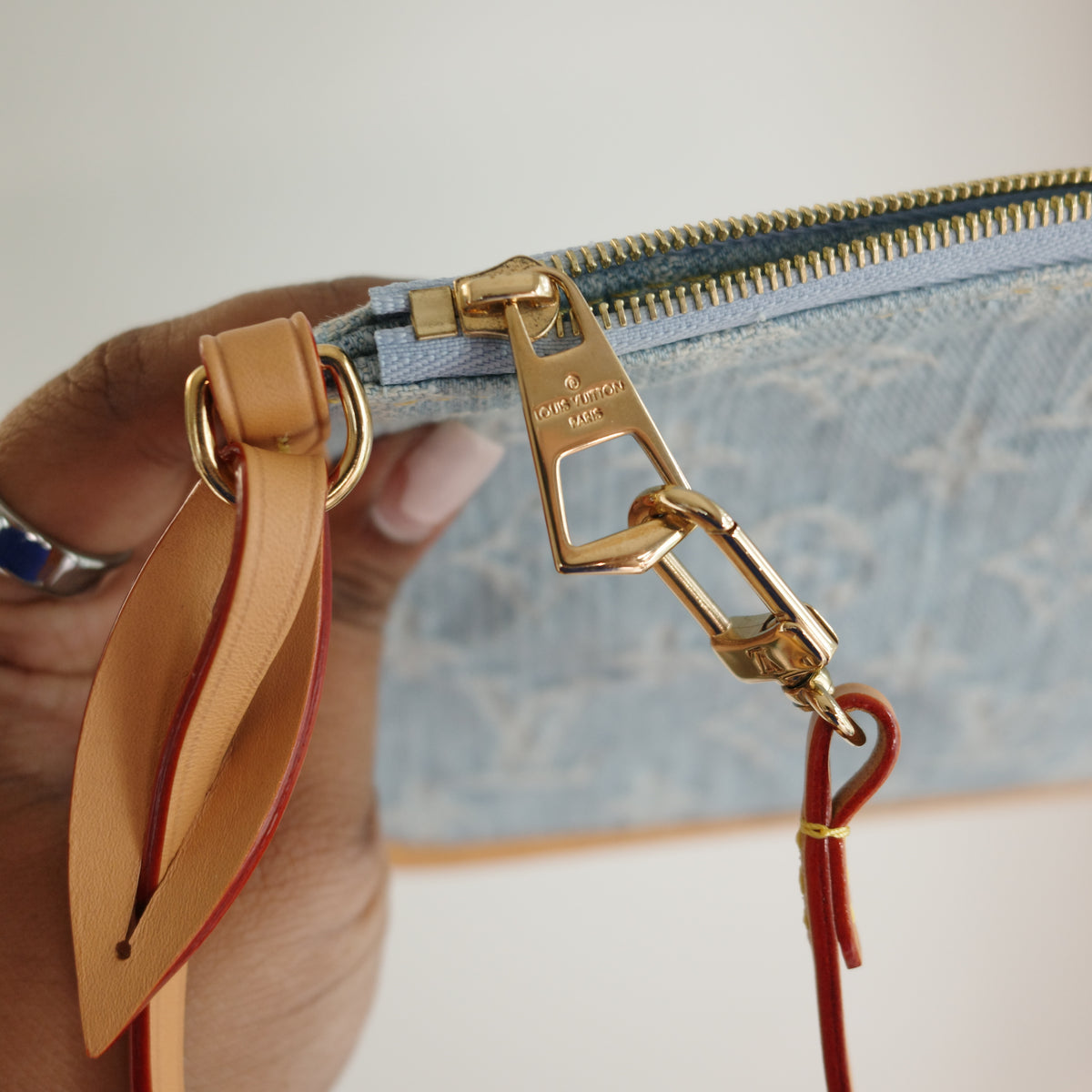 LOUIS VUITTON Sky Blue Denim Carryall PM