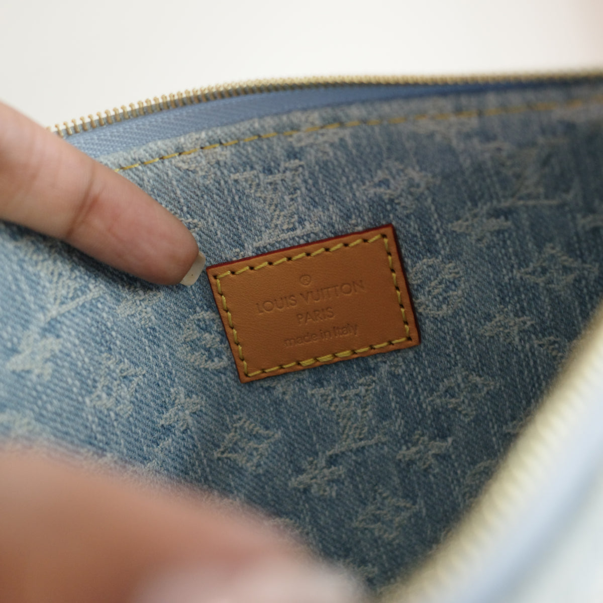 LOUIS VUITTON Sky Blue Denim Carryall PM