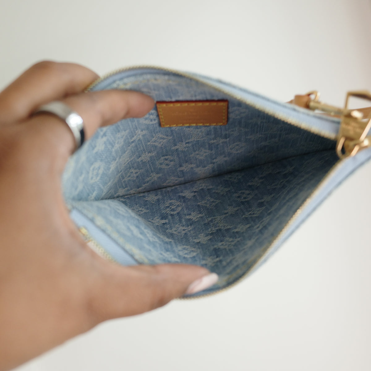 LOUIS VUITTON Sky Blue Denim Carryall PM