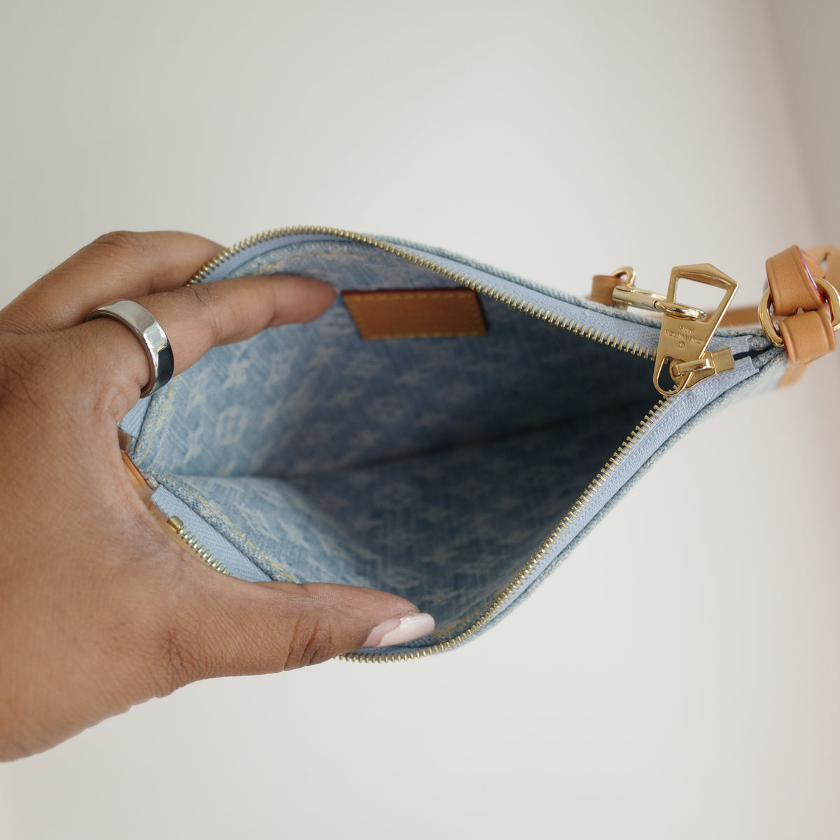 LOUIS VUITTON Sky Blue Denim Carryall PM