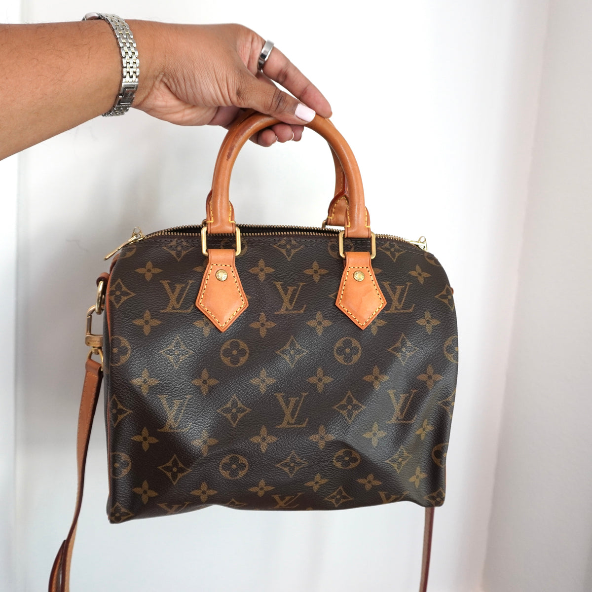 LOUIS VUITTON Monogram Speedy 25 Bandoliere