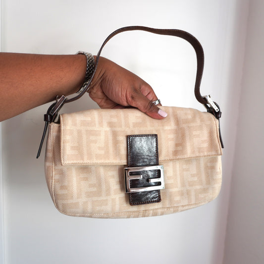 FENDI Canvas Beige Baguette