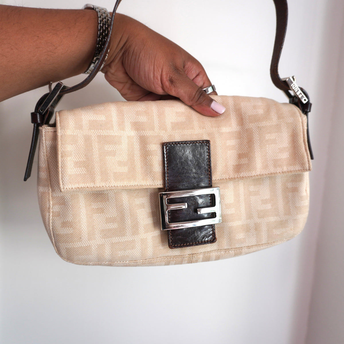 FENDI Canvas Beige Baguette