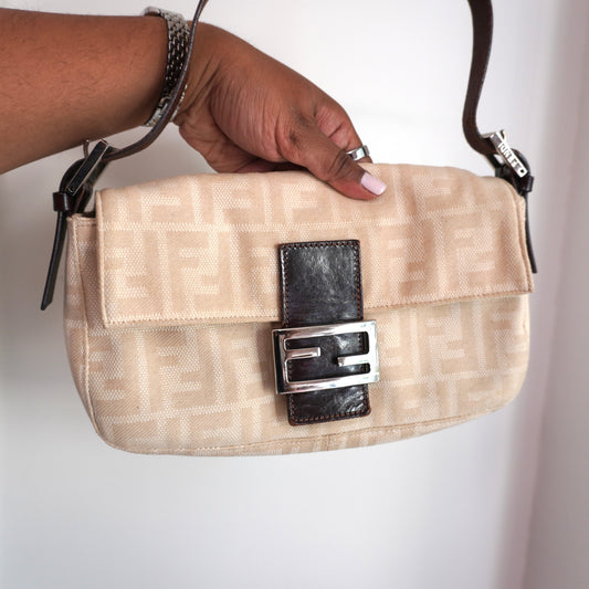FENDI Canvas Beige Baguette