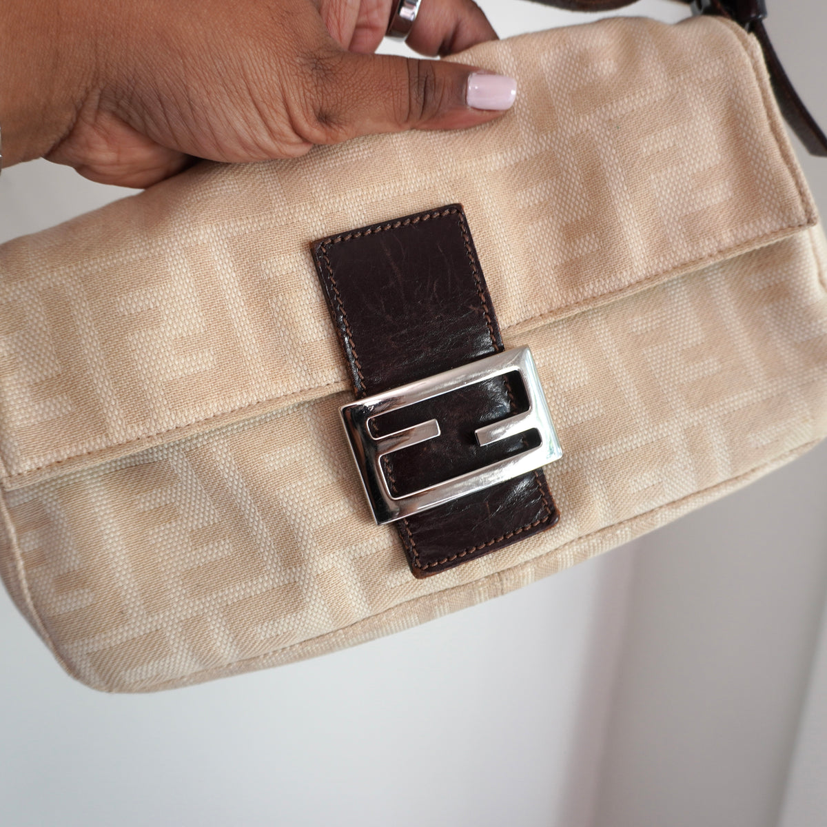 FENDI Canvas Beige Baguette