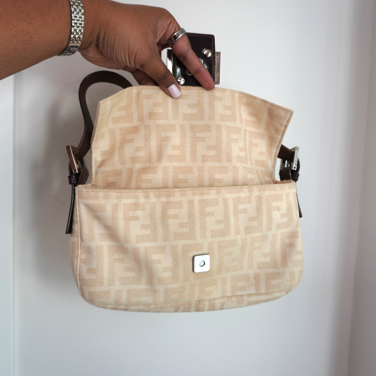 FENDI Canvas Beige Baguette