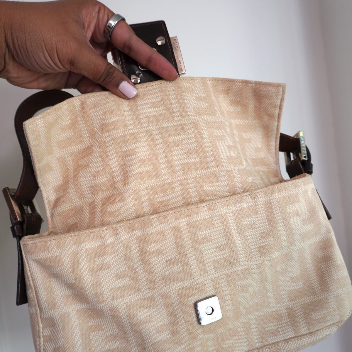 FENDI Canvas Beige Baguette