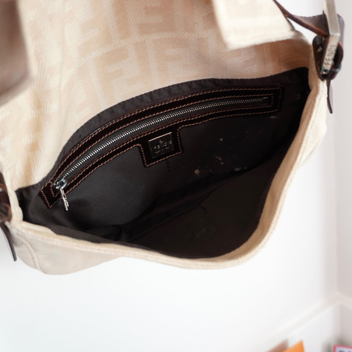 FENDI Canvas Beige Baguette