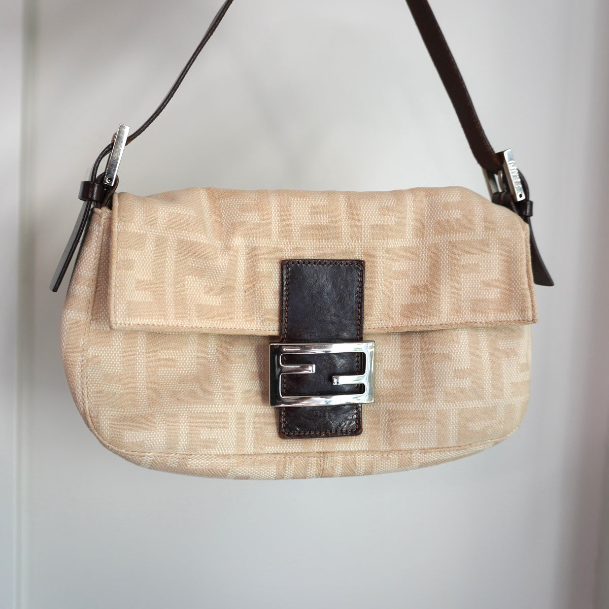 FENDI Canvas Beige Baguette