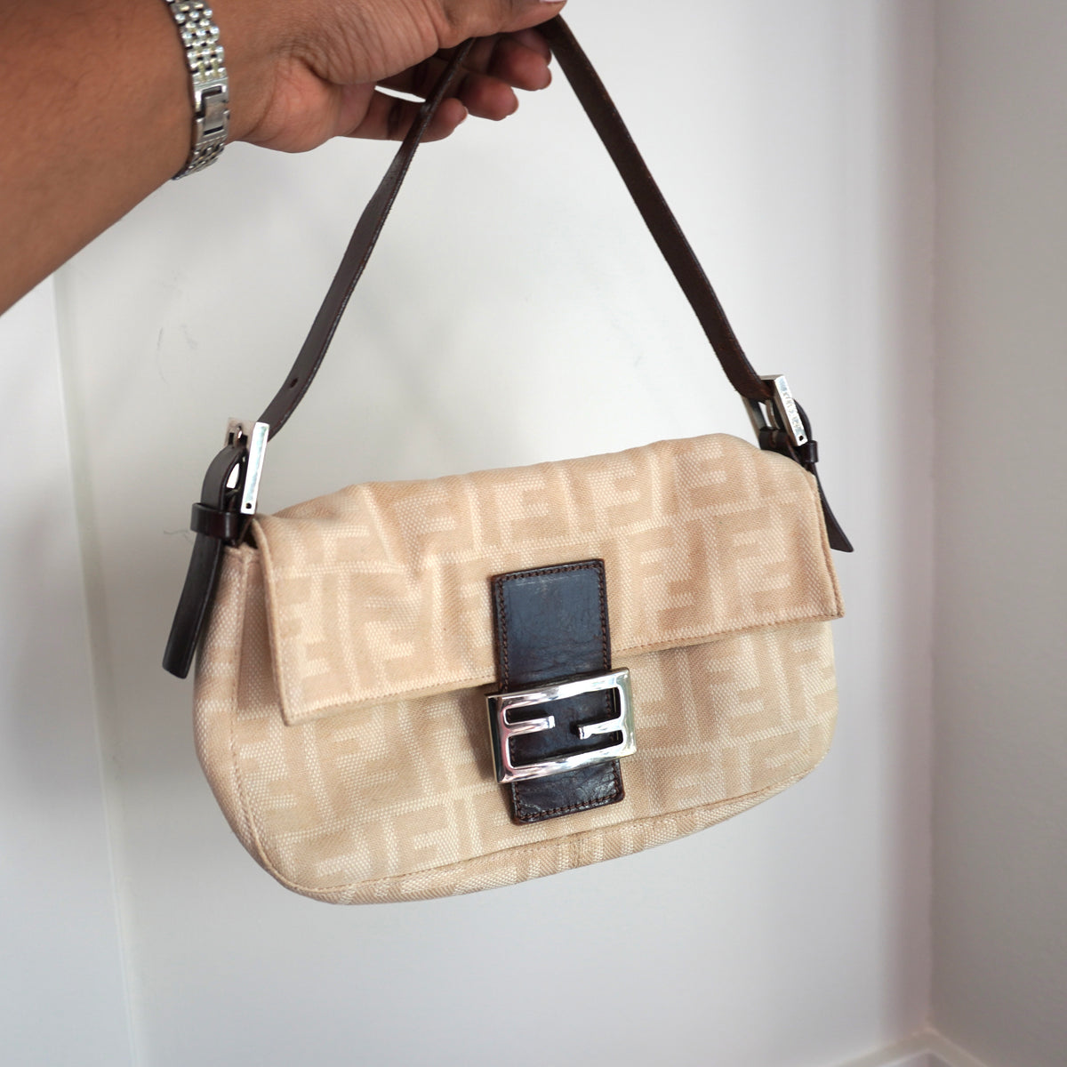 FENDI Canvas Beige Baguette