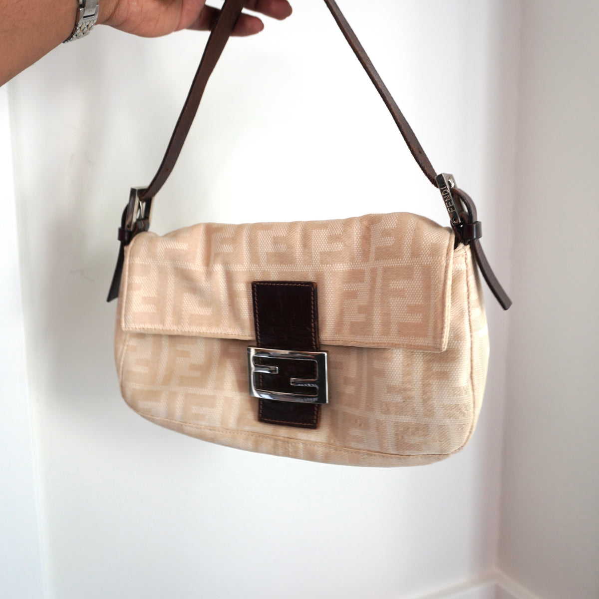 FENDI Canvas Beige Baguette