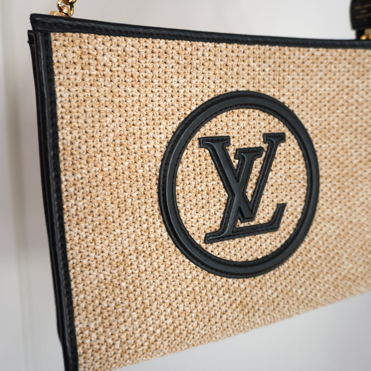 LOUIS VUITTON Raffia & Black Leather Toiletry 26 Pouch on Chain