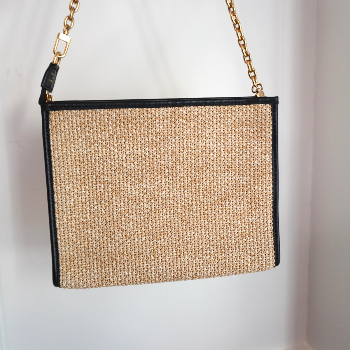 LOUIS VUITTON Raffia & Black Leather Toiletry 26 Pouch on Chain