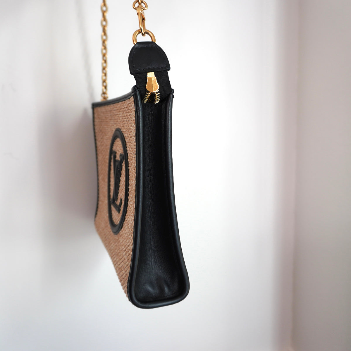LOUIS VUITTON Raffia & Black Leather Toiletry 26 Pouch on Chain
