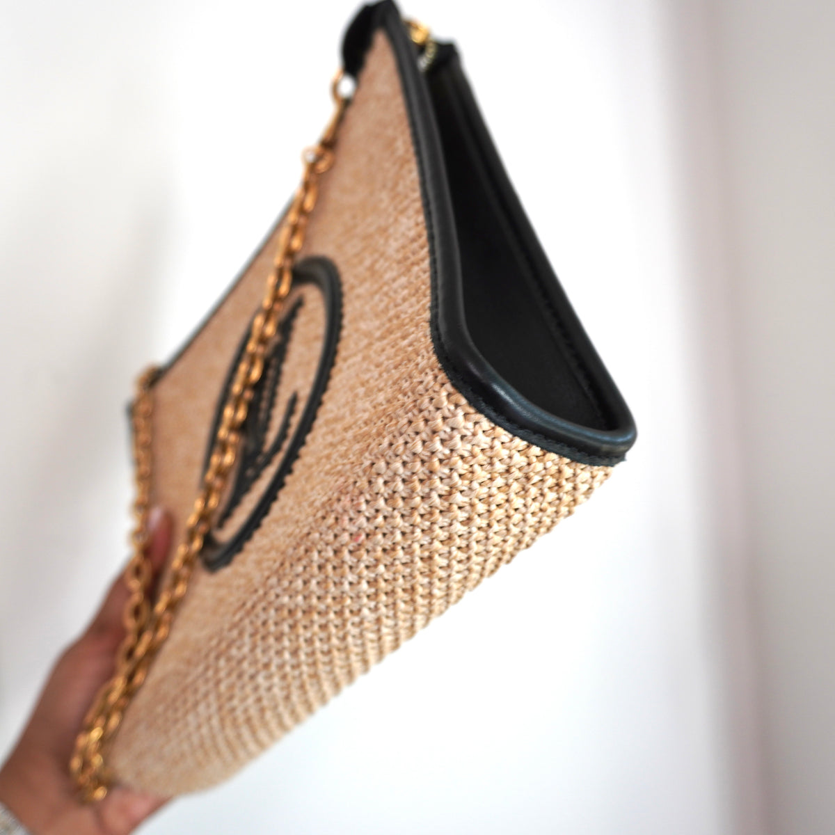 LOUIS VUITTON Raffia & Black Leather Toiletry 26 Pouch on Chain
