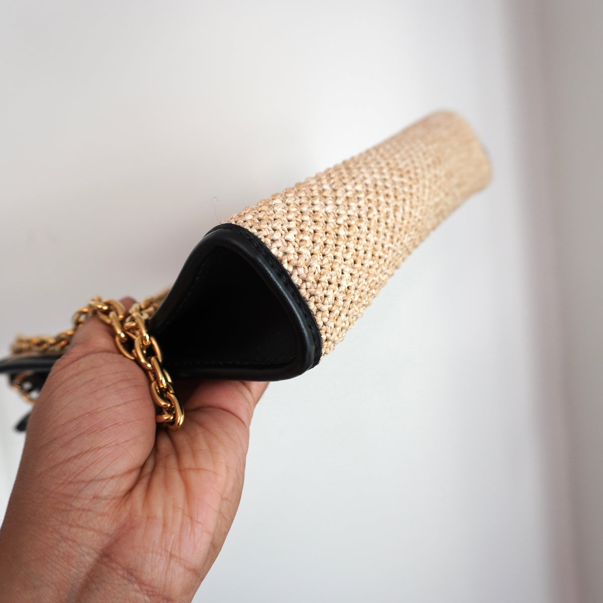 LOUIS VUITTON Raffia & Black Leather Toiletry 26 Pouch on Chain
