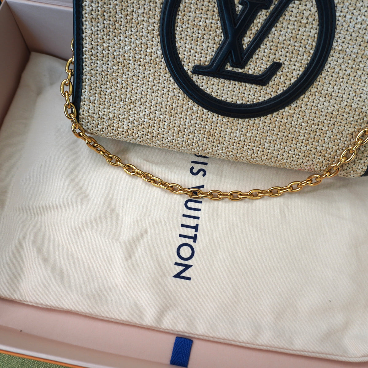 LOUIS VUITTON Raffia & Black Leather Toiletry 26 Pouch on Chain